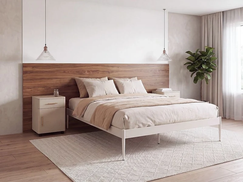 Letto matrimoniale con rete a doghe in metallo nero 140 x 200 cm stile moderno industriale