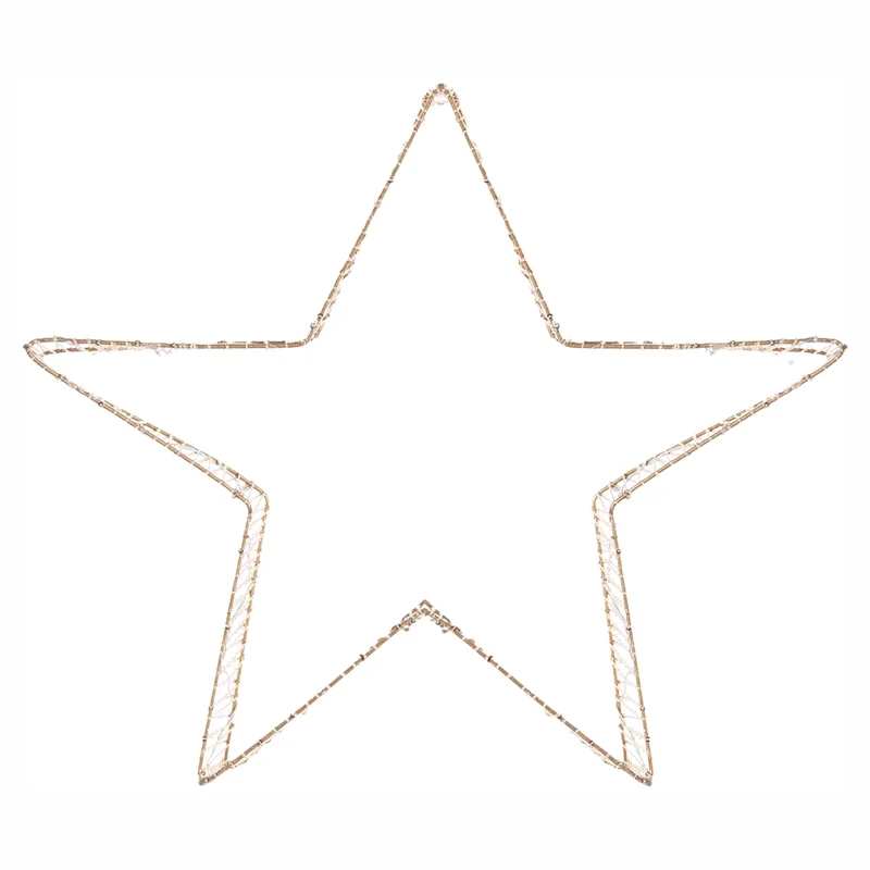 Set di 2 decorazioni natalizie a stella con LED, luci di Natale decorative dorate