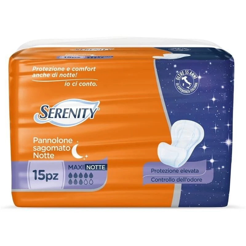 SERENITY PANNOLONE SAGOMATO PER INCONTINENZA MAXI NOTTE 15 PZ