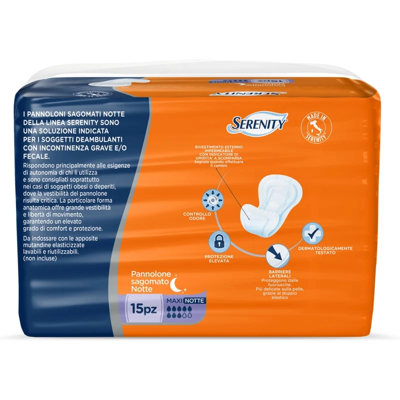 SET 3 CONFEZIONI DI SERENITY PANNOLONI SAGOMATI MAXI NOTTE DA 15 PEZZI