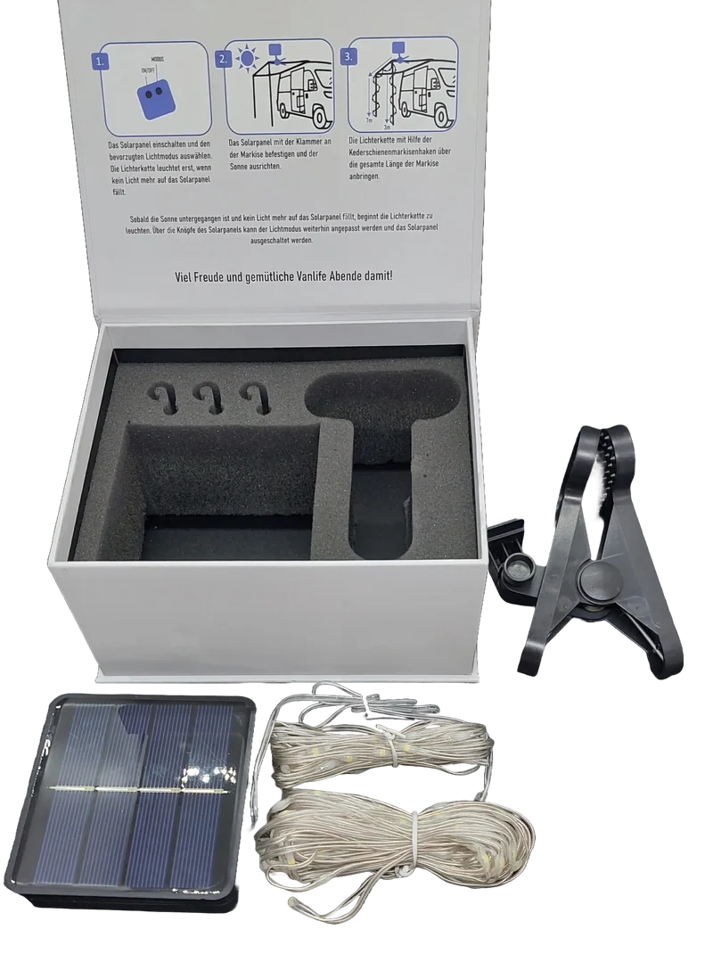 Die Solar-Markisenlichterkette - Wasserdicht IP65 - Für alle Markisen