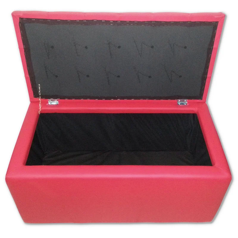 Baule Cassapanca Pouf Contenitore in Similpelle e Cristalli Renier Rosso