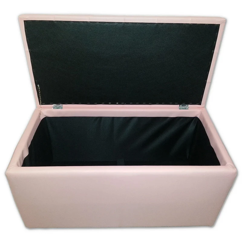 Baule Cassapanca Pouf Contenitore in Similpelle e Cristalli Renier Rosa