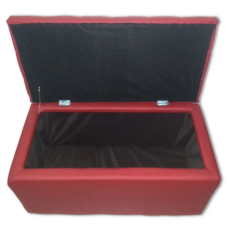 Baule Cassapanca Pouf Contenitore in Similpelle e Cristalli Renier Bordeaux
