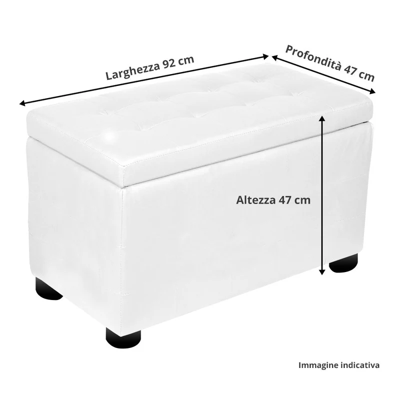 Baule Cassapanca Pouf Contenitore in Similpelle e Cristalli Renier Bordeaux