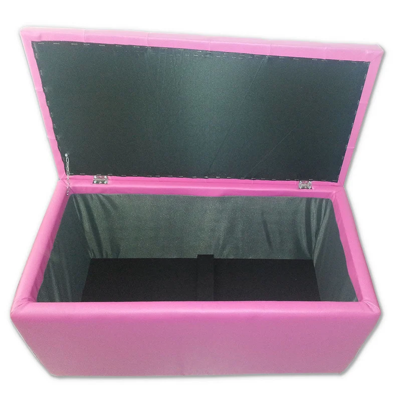 Baule Cassapanca Pouf Contenitore in Similpelle e Cristalli Renier Fucsia