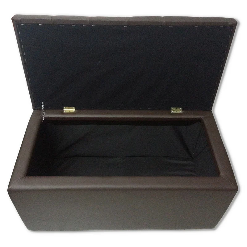 Baule Cassapanca Pouf Contenitore in Similpelle e Cristalli Renier Marrone