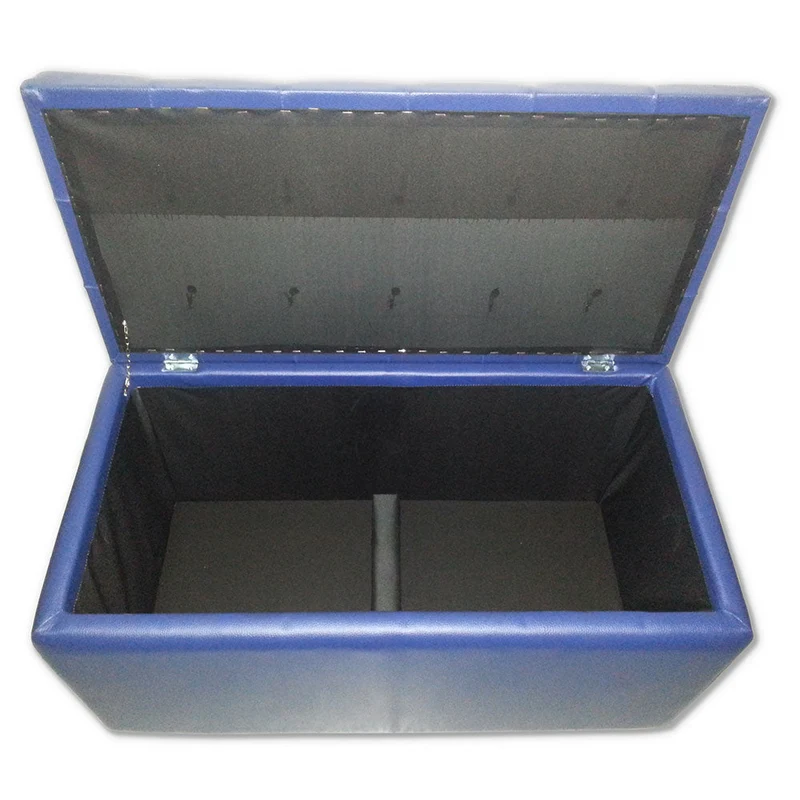 Baule Cassapanca Pouf Contenitore in Similpelle e Cristalli Renier Blu