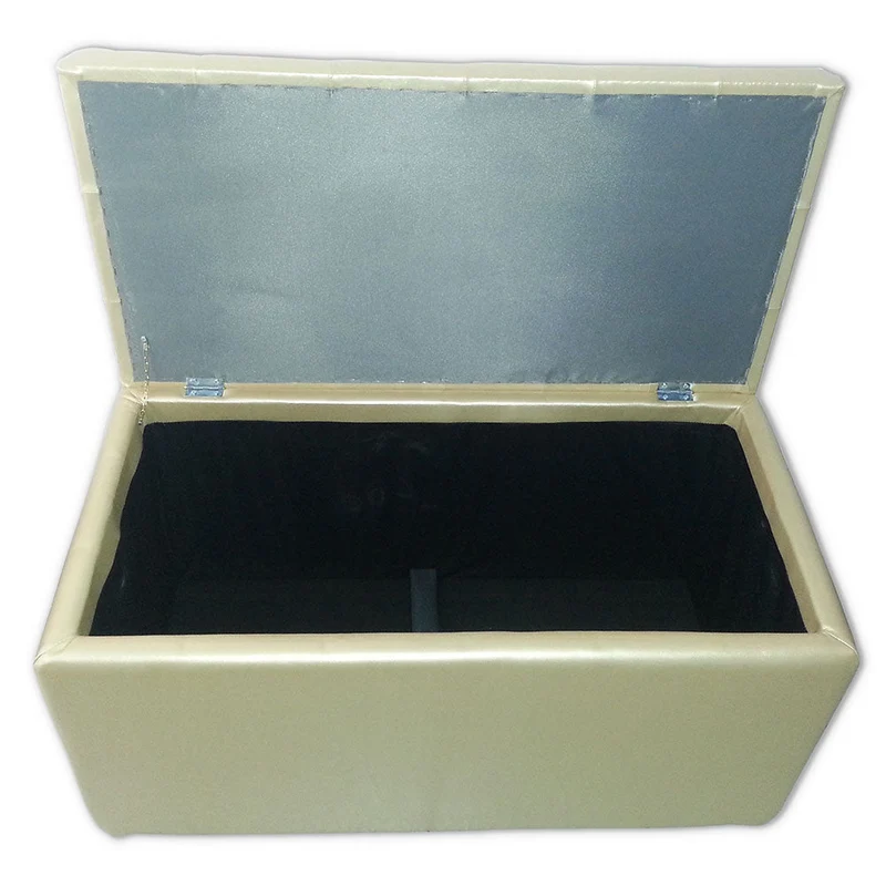 Baule Cassapanca Pouf Contenitore in Similpelle e Cristalli Renier Oro