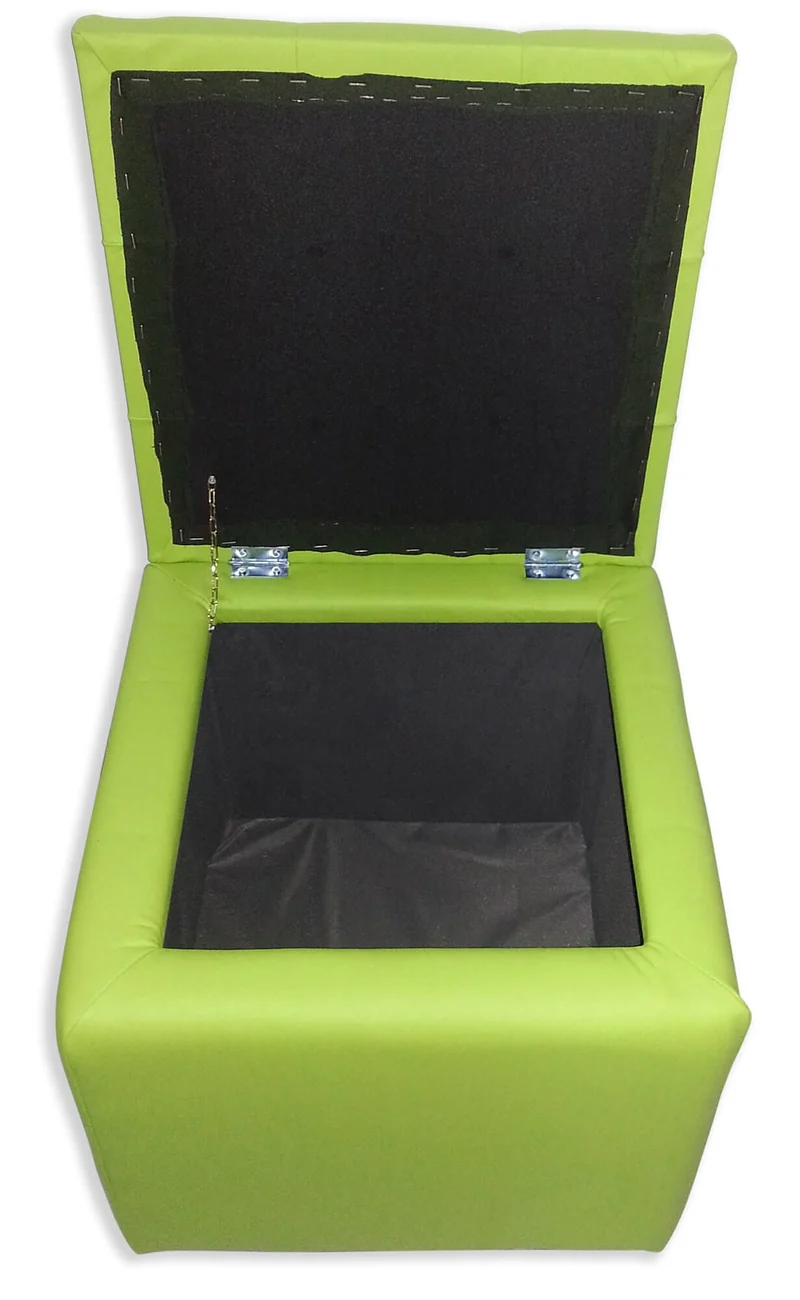 Cubo Pouf Contenitore in Similpelle e Cristalli Renier Verde