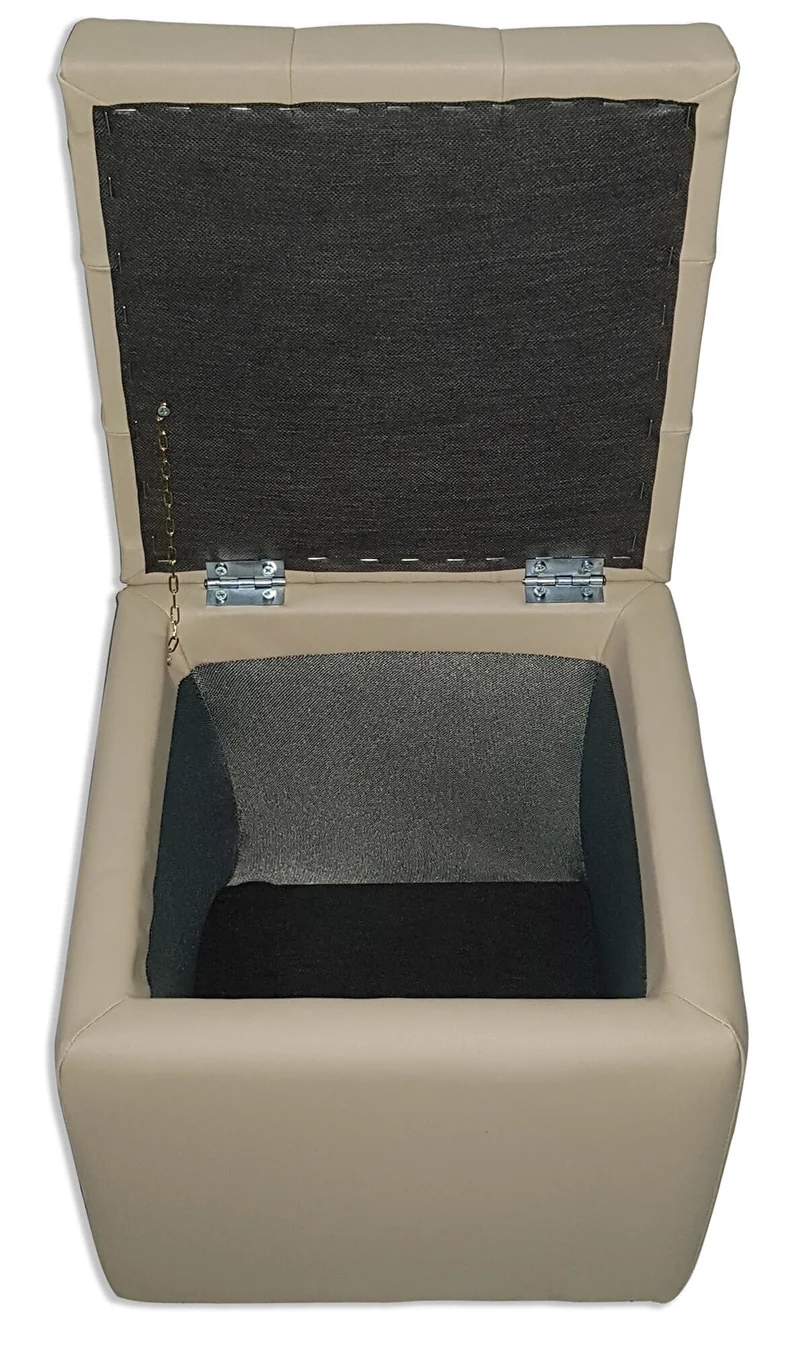 Cubo Pouf Contenitore in Similpelle e Cristalli Renier Beige
