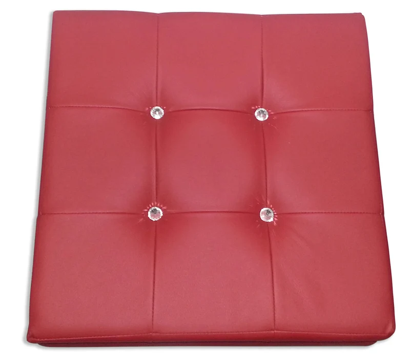Cubo Pouf Contenitore in Similpelle e Cristalli Renier Bordeaux