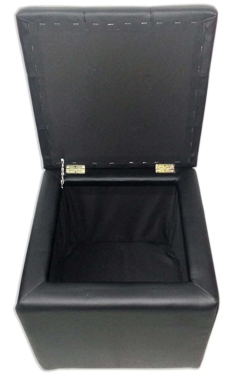 Cubo Pouf Contenitore in Similpelle e Cristalli Renier Nero