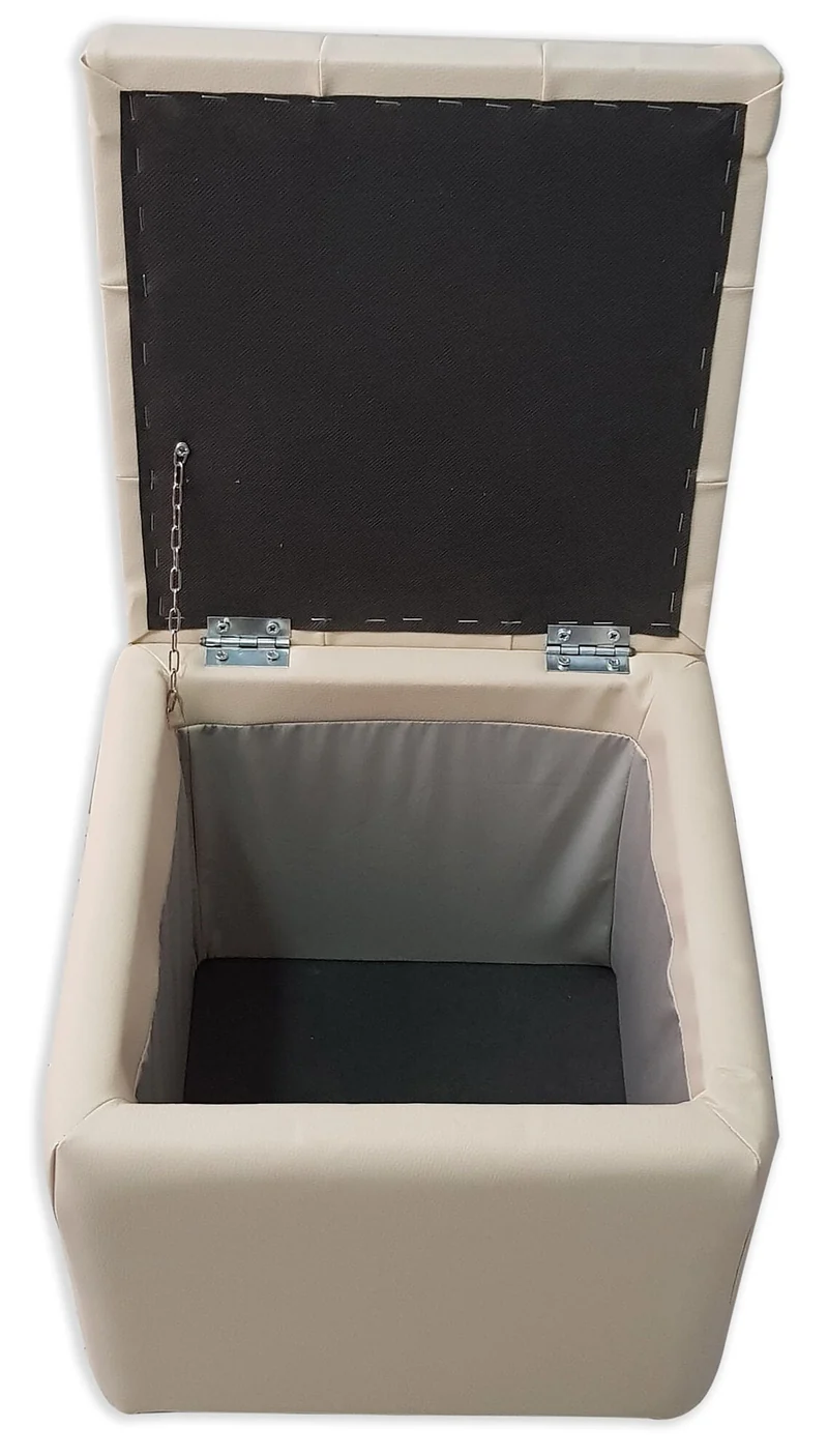 Cubo Pouf Contenitore in Similpelle e Cristalli Renier Crema