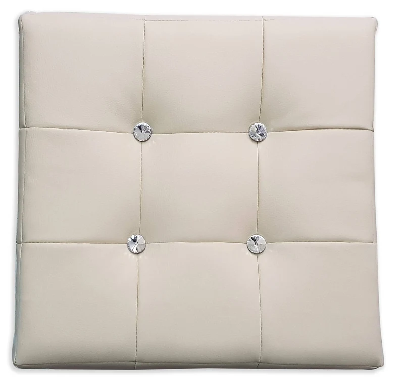 Cubo Pouf Contenitore in Similpelle e Cristalli Renier Crema