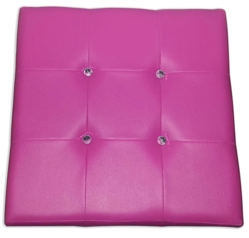 Cubo Pouf Contenitore in Similpelle e Cristalli Renier Fucsia