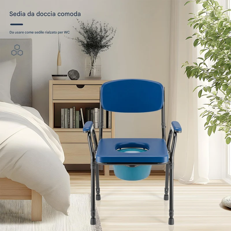 Sedia Wc per Anziani e Disabili Altezza Regolabile Vaso Rimovibile 57x49x84–99,5