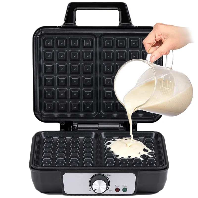 Piastra per Waffle Cialde Manici Termici Rivestimento Antiaderente Potenza 1000W