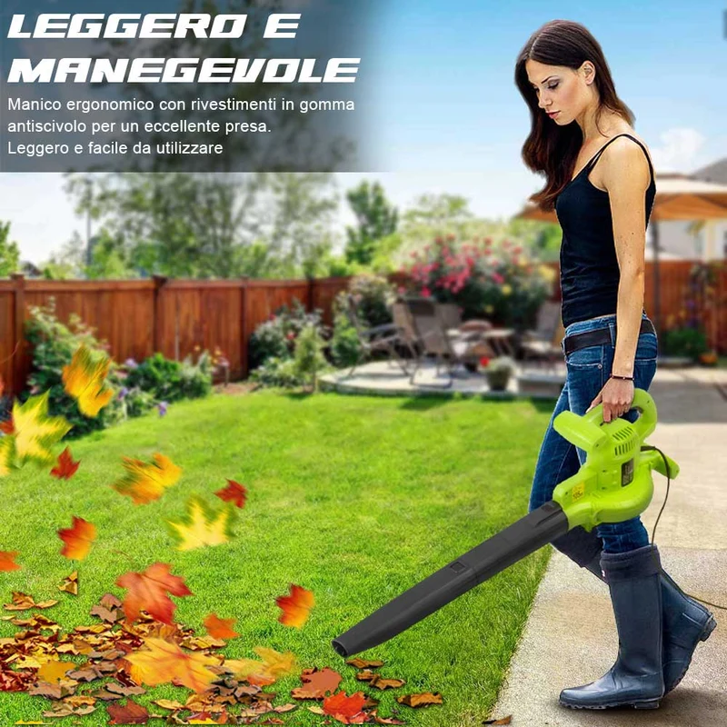 Aspiratore per foglie Trituratore e Soffiatore Elettrico 3000W Aspirafoglie 3in1