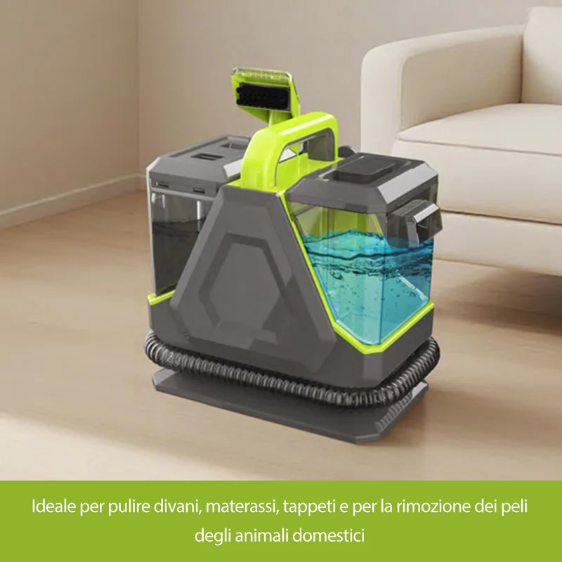Smacchiatore Portatile 550W Doppio Serbatoio con 3 Accessori per Tappeti Divani