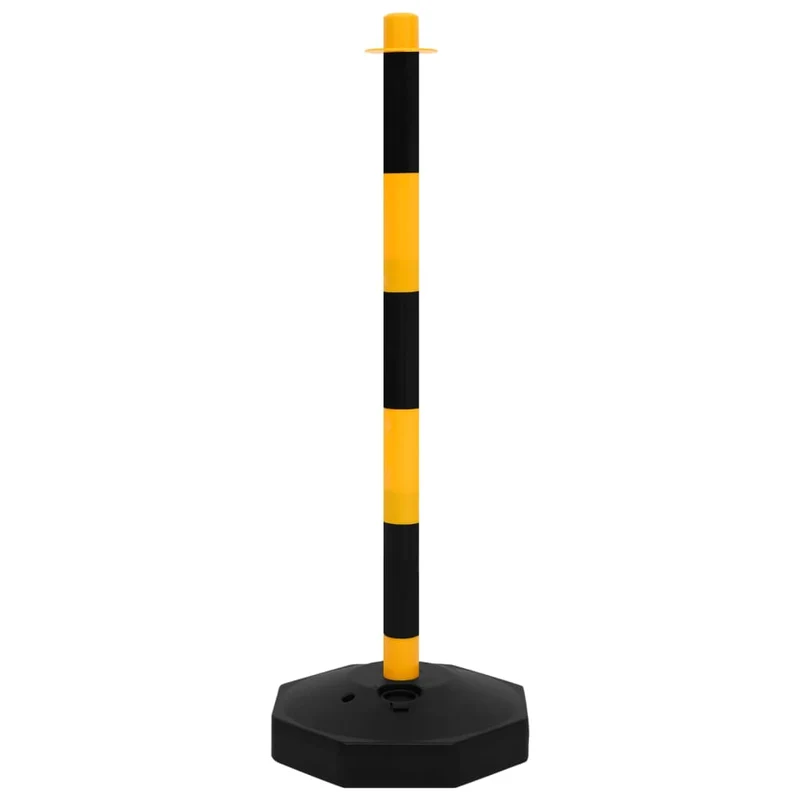 Set di Pali Stradali con Catena in Plastica Giallo e Nero 90 cm 10 m