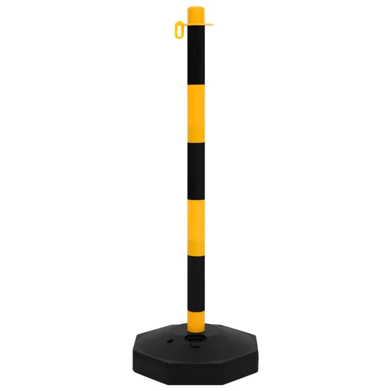 Set di Pali Stradali con Catena in Plastica Giallo e Nero 90 cm 10 m