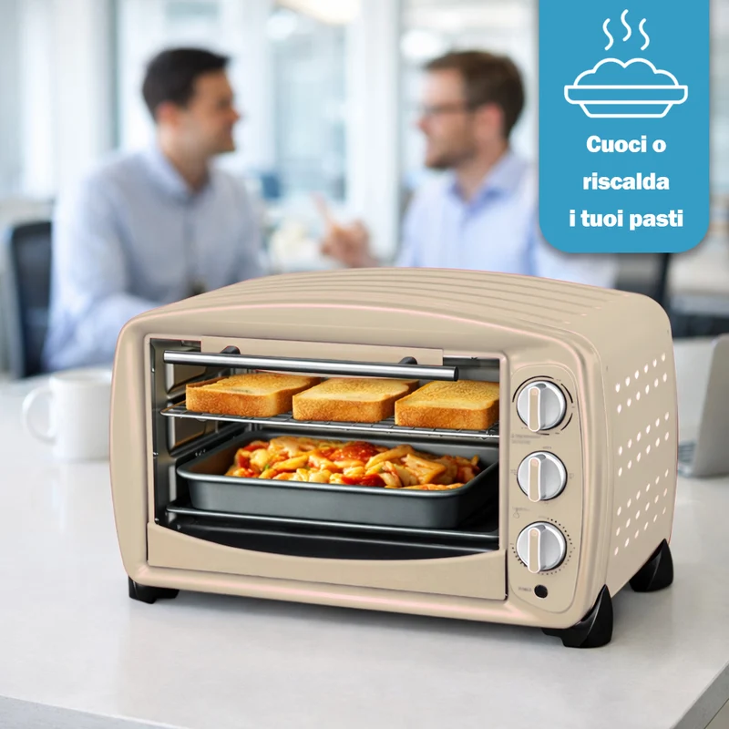 Forno Elettrico Crema 1500W con Teglia e Griglia 26L Fornetto Cottura Omogenea