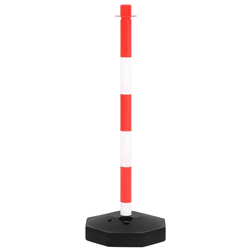 Set 10PZ di Pali Stradali Separatori con Base e Catena in Plastica di 10 m