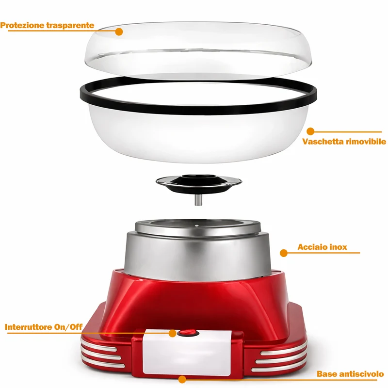 Macchina dello Zucchero Filato Retrò 500 W con Dosatore per Feste e Compleanni