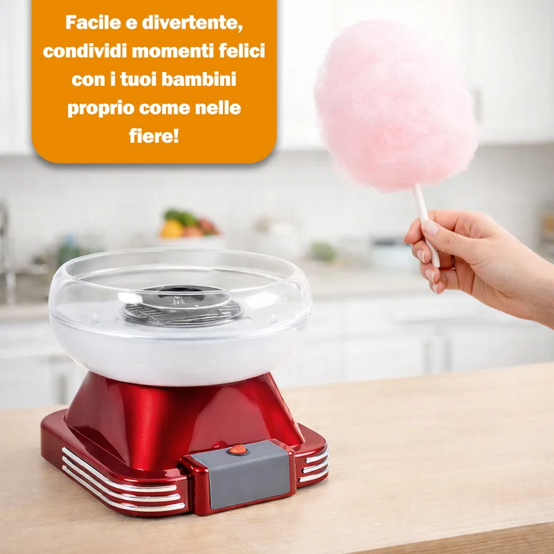 Macchina dello Zucchero Filato Retrò 500 W con Dosatore per Feste e Compleanni