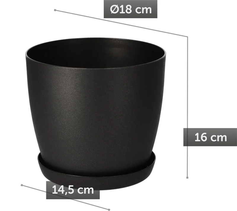 Copertura per vaso da fiori KADAX, vaso da fiori con supporto in grafite per soggiorno, 18 cm