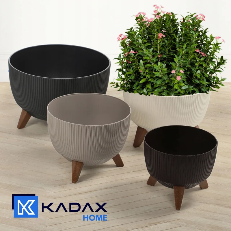 Vaso da giardino KADAX con gambe per fiori, grande ciotola rotonda da 33 cm