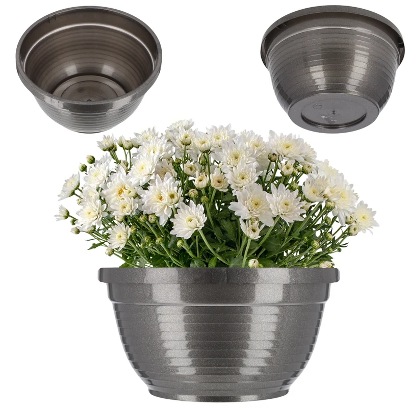 Vaso da fiori in plastica KADAX per cimitero, ideale per crisantemi, 18 cm.