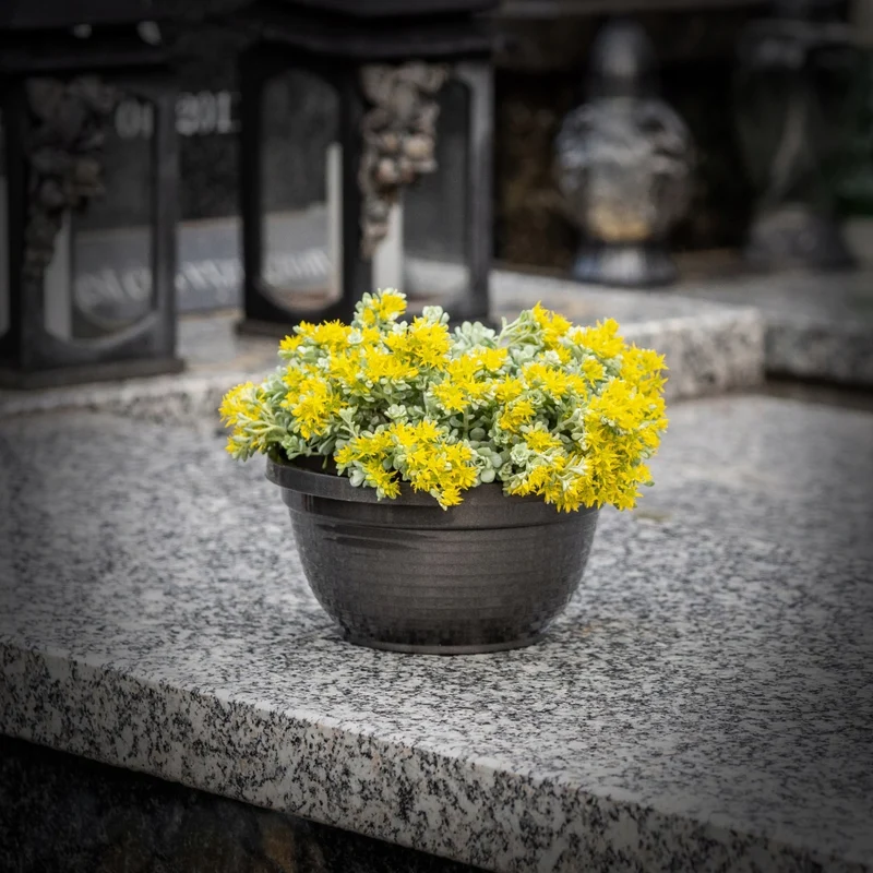 Vaso da fiori in plastica KADAX per cimitero, ideale per crisantemi, 18 cm.