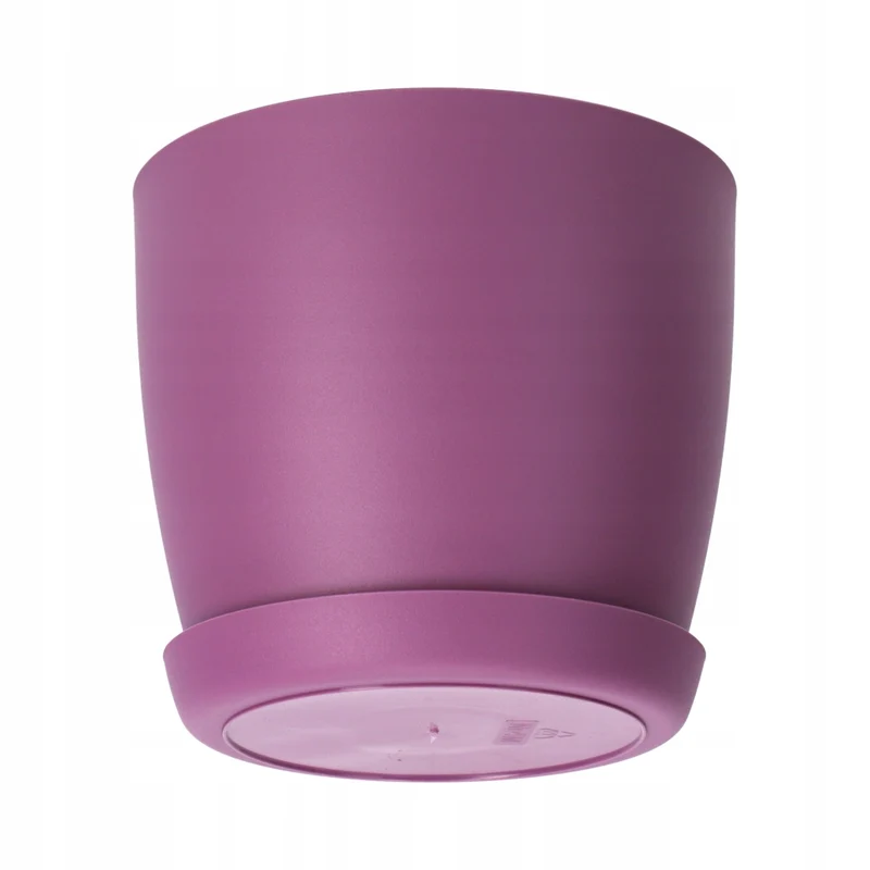 Vaso da fiori KADAX con sottovaso, vaso in plastica da 30 cm, coperchio, fiori, viola opaco