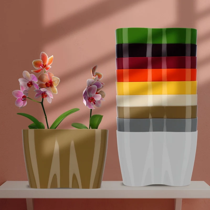 Vaso da fiori KADAX, Vaso da fiori, Vaso da fiori in plastica, Orchidea, 23 cm, Beige