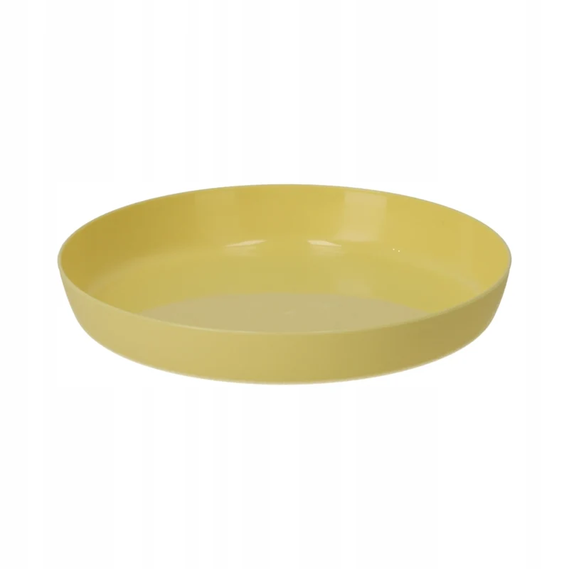 Vaso da fiori KADAX con sottovaso, vaso in plastica da 14 cm, coperchio, fiori, giallo opaco.