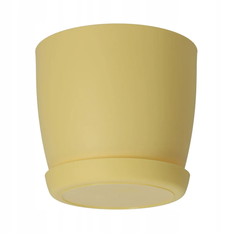 Vaso da fiori KADAX con sottovaso, vaso in plastica da 14 cm, coperchio, fiori, giallo opaco.