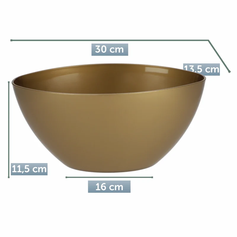 Vaso da fiori KADAX ovale da 30 cm, in plastica color oro.