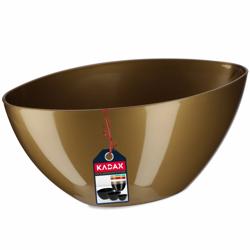 Vaso da fiori KADAX ovale da 30 cm, in plastica color oro.
