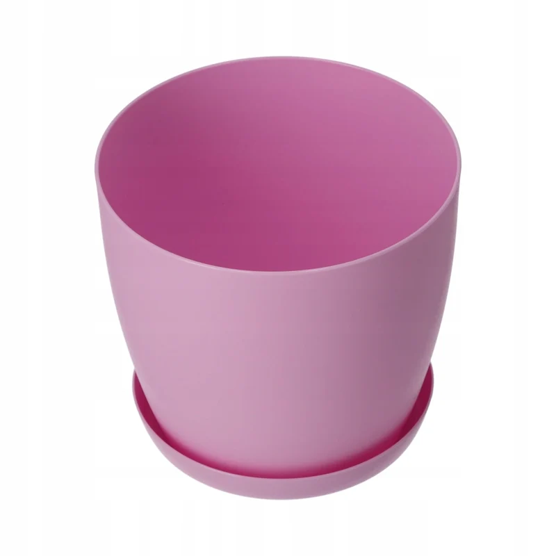 Vaso da fiori KADAX con sottovaso, vaso in plastica da 18 cm, coperchio, fiori, rosa opaco
