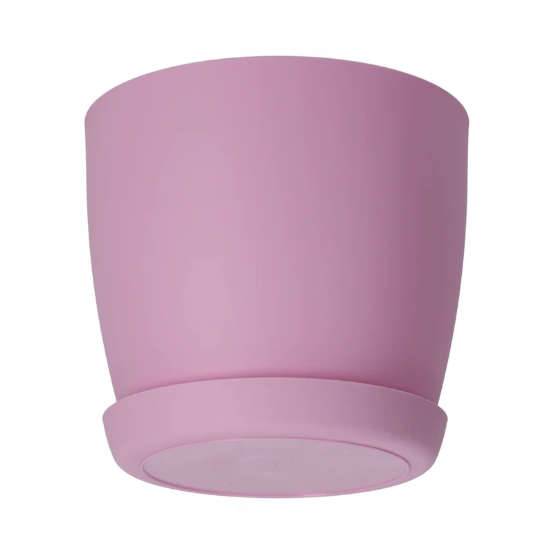 Vaso da fiori KADAX con sottovaso, vaso in plastica da 18 cm, coperchio, fiori, rosa opaco