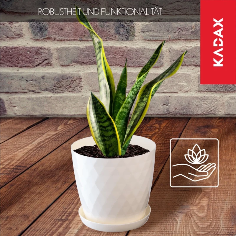 Vaso da fiori in plastica KADAX con supporto, coprivaso, 18 cm, crema, Kadax