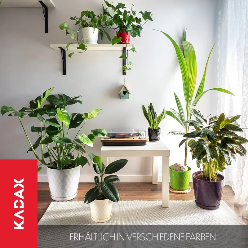 Vaso da fiori in plastica KADAX con supporto, coprivaso, 18 cm, crema, Kadax