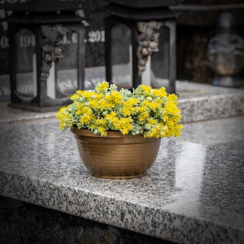 Vaso da fiori in plastica KADAX per cimitero, ideale per crisantemi, 20 cm.