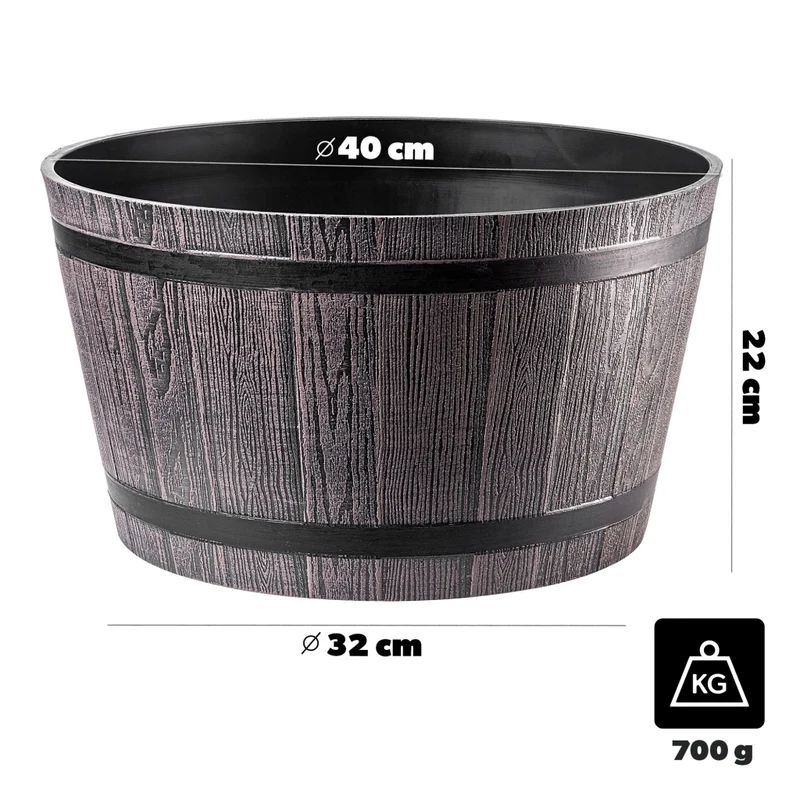 Vaso da fiori KADAX, grande vaso da giardino per terrazzo, copertura per fiori, vaso rotondo da 40 cm