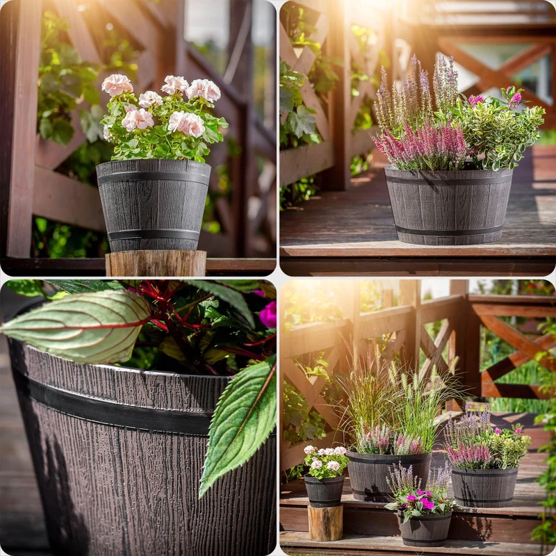Vaso da fiori KADAX, grande vaso da giardino per terrazzo, copertura per fiori, vaso rotondo da 40 cm