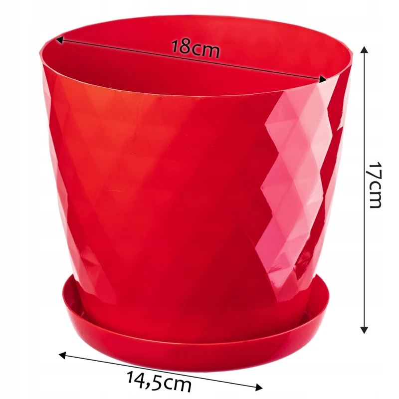 Vaso da fiori in plastica KADAX con supporto, coprivaso, 18 cm, rosso, Kadax
