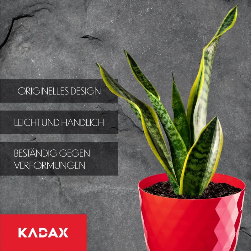 Vaso da fiori in plastica KADAX con supporto, coprivaso, 18 cm, rosso, Kadax