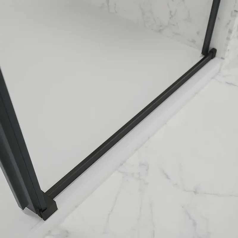 Porta doccia 110cm apertura scorrevole profili nero opaco vetro 8mm trasparente h195 | Creta